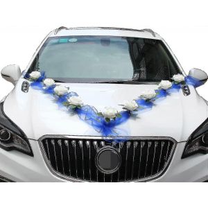 Voiture De Mariage Fleur Plaque Ruban Arcs Ensemble Pour Tous Les Modèles De Voiture-Bleu - Neuf