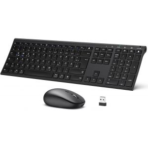 ChenQuanSarl-Clavier Bluetooth Avec Souris, Rechargeable Double Mode Usb & Bluetooth Clavier En Métal, Clavier Ultra Fin Silencieux, Ensemble De Souris Sans Fil Pour Pc/Tablette/Macos, Disposition Qw - Neuf