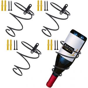6 Pièces De Fer Fixé Au Mur De Support De Vin, De Suspension Métallique De Vin Organisateur, En Spirale, Wine Rack, Avec Vis, Pour Bar Comptoir Bouteille De Vin D'affichage (Noir) - Neuf