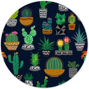 Tapis De Souris Rond, Tapis Souris Pour Ordinateur Pc Bureau Portable, Étanche Surface Lisse, Base Antidérapante En Caoutchouc, Avec Bord Cousu, Cute Cactus - Neuf