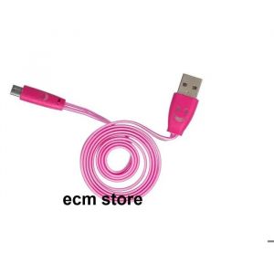 C&acirc;ble de charge micro USB - BE MIX - Plat lumineux - 1 m - Anti-n?uds - Rose - Neuf