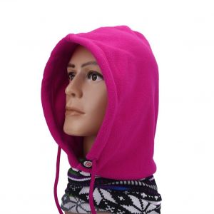Bonnet Chaud En Polaire, Demi-Masque, Couvre-Cou, Accessoire Coupe-Vent D'hiver (Rose Rouge-Neige) - Neuf