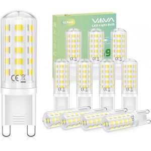 Kalanka-Ampoule G9 Led 5w - 12pcs, &Eacute;quivalen 50w Halog&egrave;ne, Blanc Froid 6000k, 500lm Cri 80 Ac 220-240v, Non Dimmable Sans Scintillement, G9 Standard Base C&eacute;ramique, &Eacute;conomie Ampoules, Pour Chambre Sa - Neuf