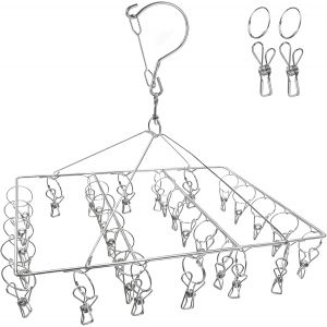 KALANKA-Etendoir Chaussette, S&eacute;choir &agrave; Chaussettes,Crochet &agrave; Linge,Etendoir Linge Exterieur Solide avec 30 Pinces a Linge INOX pour Chaussettes,sous Vetement,Serviettes(1 Pack) - Neuf