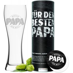 Verre À Bière - « Bester Papa Der Welt » (0,5 L) Dans Une Boîte Cadeau - Cadeau Pour La Fête Des Pères - Noël - Cadeau D'anniversaire - Chope À Bière - Neuf