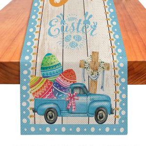 Joyeuses P&acirc;ques Les ?Ufs Camion Table Coven De 72 Pouces De Longueur, P&acirc;ques, J&eacute;sus De La Croix Ekose Nappe - Neuf