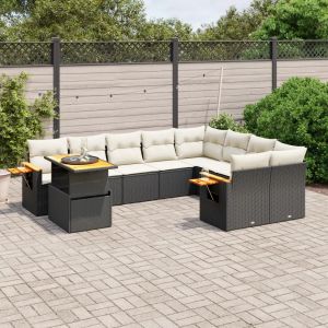 Prolenta Premium - Salon De Jardin 10 Pcs Avec Coussins Noir R&eacute;sine Tress&eacute;e - Neuf