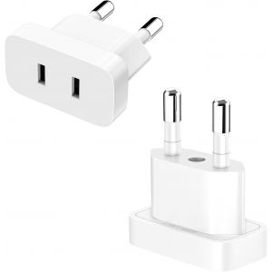 KALANKA-Lot de 2 adaptateurs de prise europ&eacute;enne, adaptateur US vers EU pour prises, adaptateur Japon Allemagne, blanc - Neuf