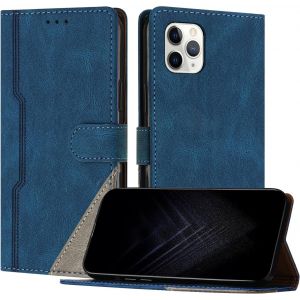 Kal-Étui Pour Iphone 11 Pro (5,8 Pouce), Housse En Cuir Pu Avec [Protection Antichoc Tpu] [Fonction Support] [Porte-Cartes ] Antichoc Magnétique Coque Pour Iphone 11 Pro - Bleu - Neuf