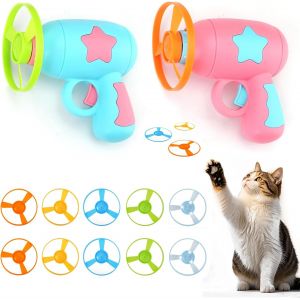 Letnerny-Lot De 12 Jouets Interactifs Pour Chat - Lanceur De Spinning Avec Hélice Volante Rougeoyante - Soucoupe Pour Entraînement, Chasse, Suivi Du Jeu - Neuf