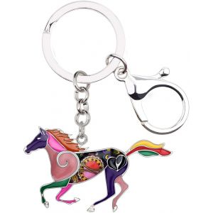 KAL-Alliage D'Émail Animaux Mignons Cheval Porte-Clés Bijoux Cadeaux Pour Femmes Filles Porte-Monnaie Voiture Clé Sac À Main Charms Accessoires - Neuf