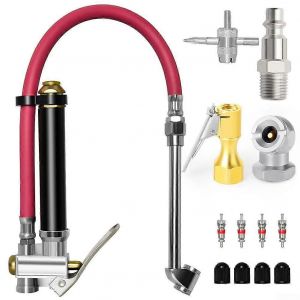 Manom&egrave;tre de pression des pneus haute r&eacute;sistance 10-120 PSI, double t&ecirc;te, raccord rapide 1/4"" NPT pour voitures, camions, SUV, camping-cars, motos et v&eacute;los - Neuf