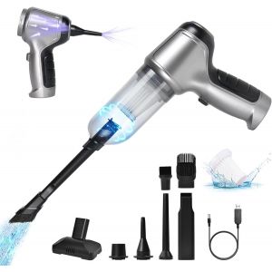 3en1 Mini Aspirateur &agrave; Main, Puissant sans Fil, Humide et Sec, pour La Maison, La Voiture, Les Animaux de Compagnie, Clavier, Ordinateur (15 kPa-Gris) - Neuf