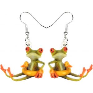 Kal-Acrylique Dessin Animé Grenouille Skateboard Boucles D'oreilles Pendentif Grand Long Bijoux Animaux De Mode Pour Femmes Filles Ados Charms - Neuf