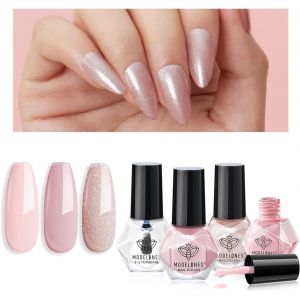 Vernis À Ongles,3 Couleurs Nude Pailleté Rose Vernis À Ongles Lot Brillant Séchage Rapide,À Base D'eau Vernis Lot,Vernis Gel Diy Nail Art Manucure,Cadeau Pour Les Femmes - Neuf