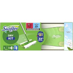 KALANKA-Balai Attrape-Poussière Kit de Démarrage (1 Balai + 8 Lingettes Sèches + 3 Lingettes Imprégnées pour Parquet), Attrape 3 Fois Plus de Poussière qu'un Balai Classique, Pour Poils d'Animaux - Neuf