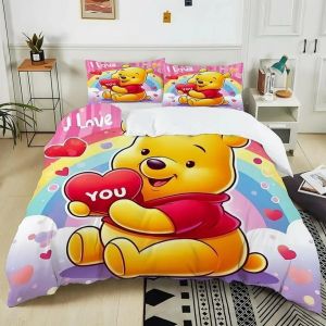 Housse De Couette Winnie L'ourson, Motif Dessin Anime, Parure De Lit Winnie L'ourson, Impression 3d, Pour Enfants, Garcon S Et Filles, 2 Ou 3 Pieces - Neuf