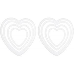 Ensemble de Bagues 2 Ensembles de 4 Tailles D'Anneaux en Plastique en Forme de Coeur pour Macram&eacute;,Couronne Florale pour D&eacute;coration Murale DIY,Mariage,Blanc - Neuf