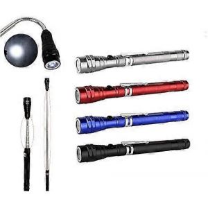 Portable 3x LED Télescopique Magnétique Souple de la Tête de Lampe de poche Lampe de 22 Pouces de Long en Argent avec 4 Piles LR44 - Neuf