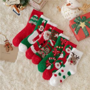 Paires De Moelleux Chaussettes Pour Femmes Confortable Molleton Lit Chaussettes Chaussettes D'hiver Pour Les Femmes De No&euml;l Chaussettes Mi-Hauteur De L'arbre De No&euml;l Chaussettes - Neuf