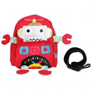 Sac A Dos Anti-Perte Pour Enfants, Motif Robot De Dessin Anime, Avec Harnais De Securite (Rouge) - Neuf