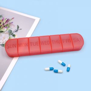 Maison 7 Compartiment Portable Boîte De Médicaments, Portable En Plastique Scellés, Boîte De Médicaments, Rouge - Neuf