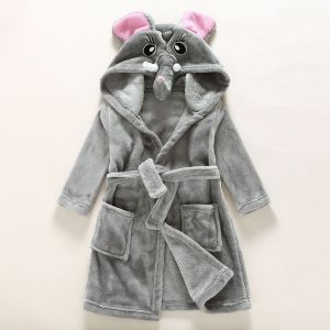 Peignoirs Pour Enfants Vêtements De Nuit Pour Enfants Garçon Fille Peignoir Ultra Doux Et Léger À Capuche Serviette De Bain De 2 À 9 Ans¿Éléphant - Neuf