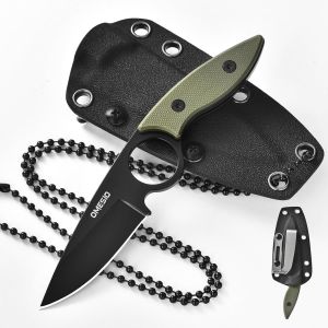 Ytfhg-S-Sy Neck Knife Lame Drop-Point 6cm, Acier 5cr13mov Mini Couteau De Cou, Manche G10 Full Tang Avec Étui Kydex Collier Et Clip Petite Lame Fixe, Convient Pour Le Camping Et La Randonnée - Neuf