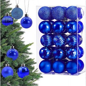 30Pcs 6cm Rouge Boules de No&euml;l, Rouge, D&eacute;corations d'Arbre de No&euml;l, Rouge Boules de D&eacute;corations de No&euml;l, des d&eacute;corations de No&euml;l en plein air - Neuf