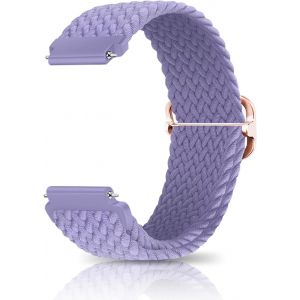 Nylon Tress&eacute;s Sport Bracelet, 18mm/19mm/20mm/22mm &Eacute;lastique Boucles Hook Bracelet De Remplacement Stretchable Pour Femme Homme - Violet Clair[Mon9263655] - Neuf