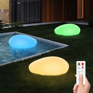 Lot De 3 Lampes Solaires D'ext&eacute;rieur Avec T&eacute;l&eacute;commande, &Eacute;tanches Ip67, 8 Couleurs, &Eacute;clairage Automatique, Jardin, Terrasse, Diam&egrave;tre 18 Cm - Neuf