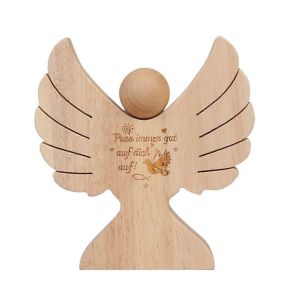 Ange En Bois Avec Gravure Bapt&ecirc;me Cadeau Argent Cadeau - Neuf