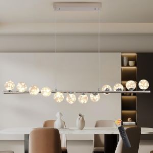 Subzonal-Lustre Suspension, 50w Led Lampe Suspendue Cuisine Moderne, 120cm Suspension Luminaire R&eacute;glable, 12 Lustres Boule De Verre, Pour Salle &Agrave; Manger, Salon, Repos - Neuf