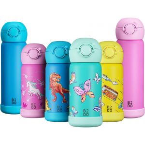 Gourde Enfant Isotherme 350ml Dinosaure Bleu | Bouteille Isotherme Antifuite Et Isolée Pour École | Gourde Sans Bpa Avec Paille Pour Enfants - Neuf