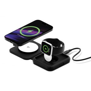 Cygnett MagTravel Qi2.0 2-in-1 Smartphone, Smartwatch Noir USB Recharge sans fil Charge rapide Int&eacute;rieure - Neuf