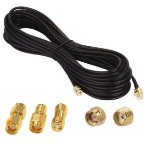 Adaptateur SMA M&acirc;le-Femelle, RG174 C&acirc;ble Coaxial RF-SMA 10m, Rallonge Antenne WLAN, C&acirc;ble d'Extension pour Antenne Male/Femelle (50 Ohm) + 3 Pi&egrave;ces Adaptateurs Coaxiaux - Neuf