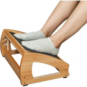 SUBZONAL-Repose-pieds r&eacute;glable sous le bureau, repose-pieds ergonomique pour dessous de bureau avec 3 positions de hauteur, repose-pieds en bois avec surface antid&eacute;rapante, repose-pieds r&eacute;glable pour - Neuf
