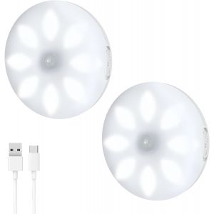 ERYI-Veilleuse Led Automatique[Lot De 2],Lampe Detecteur De Mouvement Interieur,3 Modes(On/Auto/Off), Lumiere Autocollante Usb Pile Rechargeable, Led Sans Fil Pour Cuisine,Couloir,Escalier,Placard - Neuf