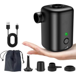 ChenQuanSarl-Portable Pompe À Air Électrique Pour Gonflables, Pompe À Air Rechargeable Pour Matelas Gonflable - Mini Pompe 2-En-1 Avec 4 Embouts Et Sac De Rangement - Pour Matelas, Piscine, Bateau Pn - Neuf