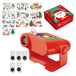 Projecteur de No&euml;l avec 5 cartes pour enfants - D&eacute;corations de No&euml;l lumineuses de style dessin anim&eacute; - Neuf