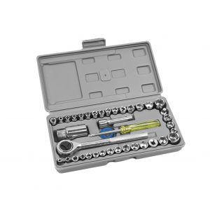 Jeu de 40 cl&eacute;s &agrave; douille avec cliquet et rallonges - Neuf