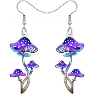 Kal-Boucles D'oreilles Champignon En Acrylique Boucles D'oreilles Goutte &Agrave; Goutte Bijoux Bizarres Printemps-&Eacute;t&eacute; Cadeaux Bizarres Pour Femmes Maman - Neuf