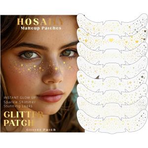 Lot De 8 Tatouages Pour Le Visage À Paillettes Dorées - Étoiles Brillantes - Imperméables - Pour Femme - Accessoire De Maquillage Temporaire - Neuf