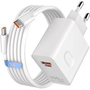 100w Supercharge Chargeur Rapide Pour Huawei Honor 200 Pro 200 Lite Magic6 Magic7 6 5 4 3 Lite Magic7 Pro,2-Ports 100w Pd Chargeur Rapide Avec Câble Usb C 6a 2m Pour Honor 90 70 Lite X8a X8b X6b X9b - Neuf