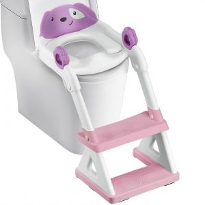 2 En 1 L'apprentissage De La Propreté Siège De Toilette Ajustable Tabouret, Violet Bambin Siège Des Toilettes Pour Les Garçons, Les Filles, Bas, Triangle De Stabilité - Neuf