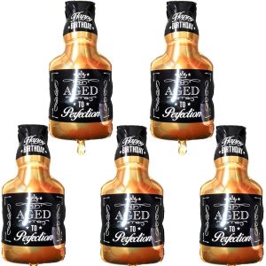 CAUC-D&eacute;coration de Ballon Whisky Bi&egrave;re, 5 Pi&egrave;ces G&eacute;ant Bouteille de Champagne et Verre de Vin en H&eacute;lium pour Mariage, F&ecirc;te et Anniversaire - Neuf