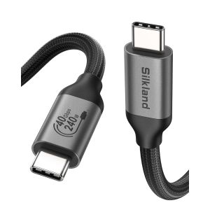 USB4 avec C&acirc;ble Thunderbolt 4 50cm, 40Gbps Transfert Donn&eacute;es, 8K@60Hz 4K@144 Hz HDR Vid&eacute;o, PD3.1 240W 5A Charge Rapide pour MacBook, PSSD, iPad, iPhone 16/15 Pro, stations d'accueil, Moniteur - Neuf