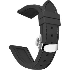 Kal-Unisex Caoutchouc Bracelet Montre Fermoir Papillon 8 Couleurs 5 Tailles Bracelet En Silicone De Remplacement Compatible Avec 18mm, 20mm, 22mm, 24mm Watchband Watch Strap - Neuf