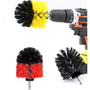 KAL-Brosse Ronde Pour Perceuse 3 Pièces -Fournitures De Nettoyage -Accessoires De Salle De Bain -Nettoyeur De Douche Baignoire Tapis De Bain Jardin Patio Pierre Béton -Bain D'Oiseaux - Neuf
