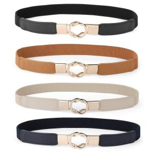 Femmes Skinny Ceinture Pour Robes Retro Stretch Dames Taille Plus Taille Ensemble De 4-Noir + Marron + Bleu + Be - Neuf